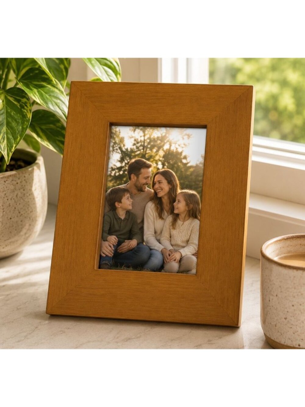 Vintage Wooden Photo Frame 5x7 With Glass Front & Back Stand